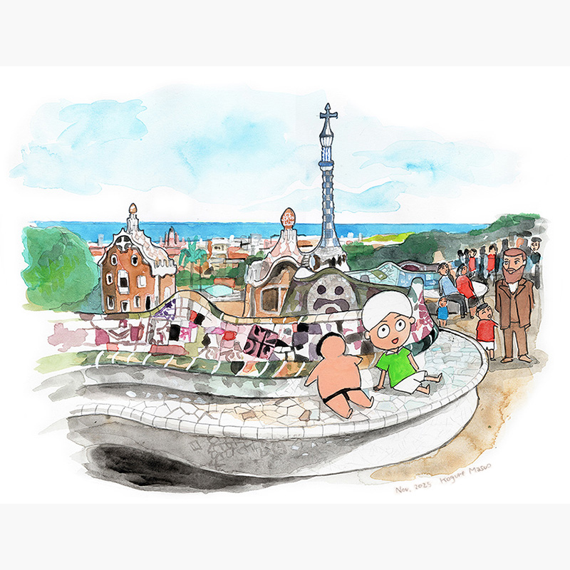 ＜送料込＞グエル公園で夕涼み（額装あり）（寄付額2,000円）