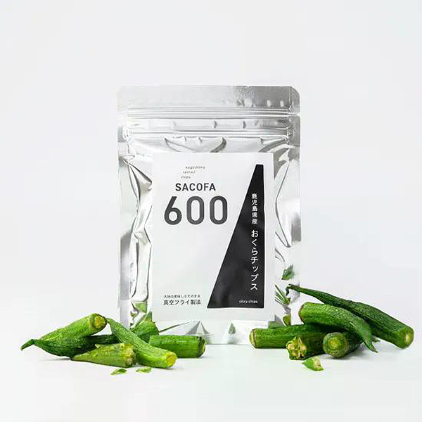 ＜送料込＞SACOFA600 鹿児島産おくらチップス（寄付額30円）　＊真空フライ製法で栄養素を凝縮し、軽くてサクッとした食感のチップスです。