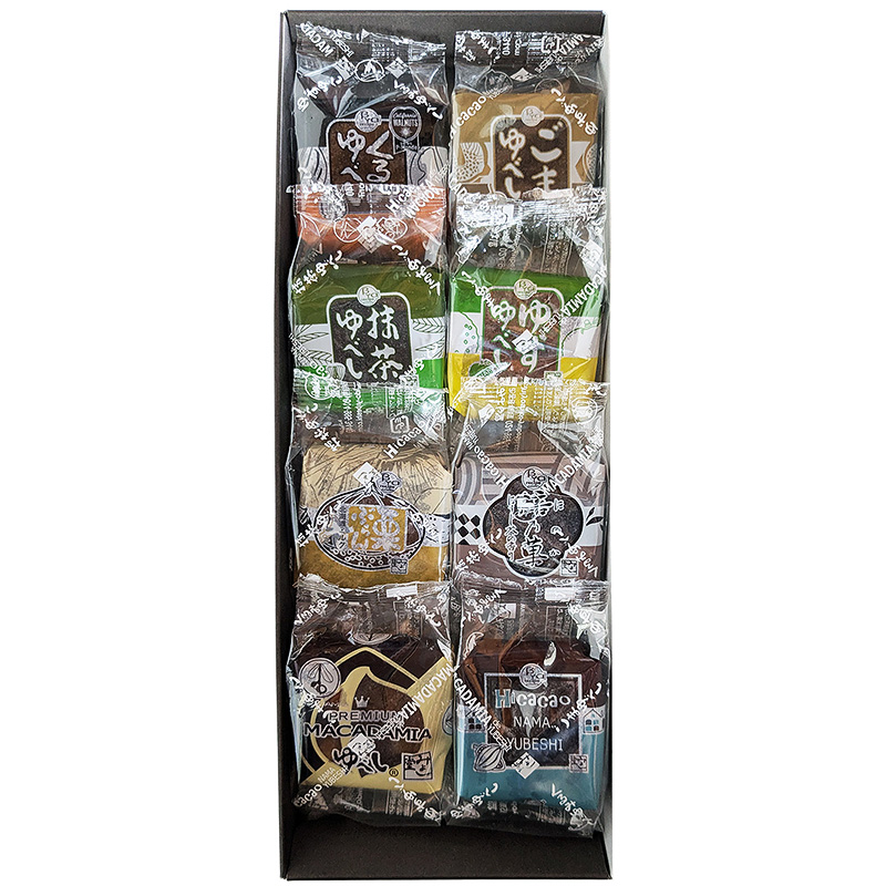 ＜送料別＞ゆべしアソートボックス（大）8袋入（寄付額75円）　＊感動のつるっぷり食感と、甘さを抑えた上品な味わいが特徴の8種類のゆべしセットです。