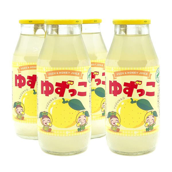 ＜送料別＞ゆずっこ 180ml 4本セット（寄付額30円）　＊島根県益田市美都町のゆずから絞ったゆず果汁とはちみつをブレンドした、人気のご当地飲料4本セットです。