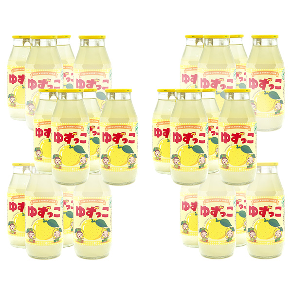 ＜送料別＞ゆずっこ 180ml 24本セット（寄付額180円）　＊島根県益田市美都町のゆずから絞ったゆず果汁とはちみつをブレンドした、人気のご当地飲料24本セットです。